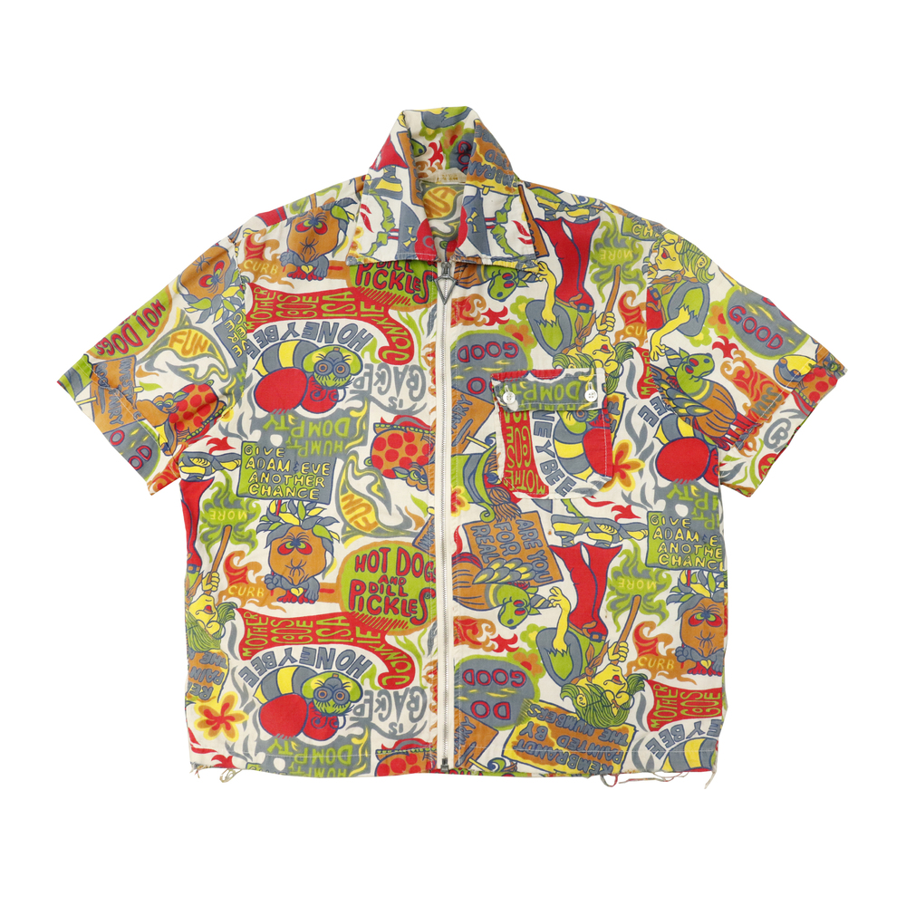Vintage Pop Art Print 60s Hippie Sir Colonial novelty graphic zip shirt Jacket a